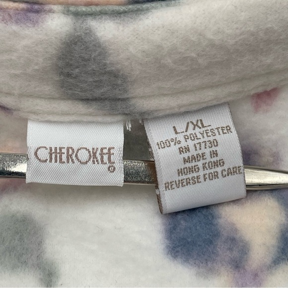 Vintage Cherokee Fleece Jacket Womens L/XL Green Floral Button Up Cardigan 90s - Picture 9 of 13